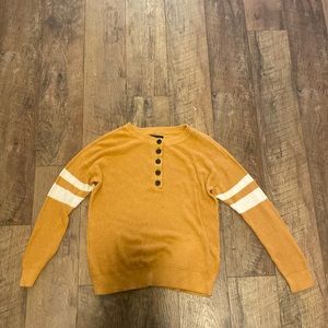American Eagle orange with white stripes on sleeves sweater